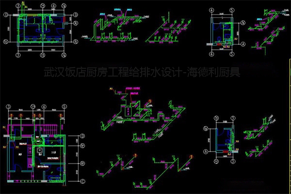  武漢硚口飯店廚房工程給排水設計圖紙